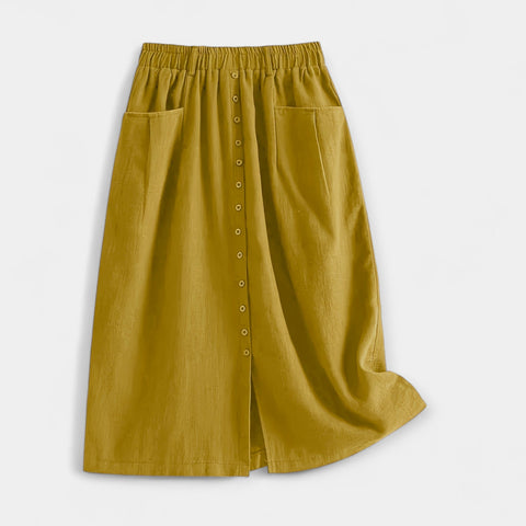 Magdaléna Elegantní Midi Vintage Sukně Předníkapsami