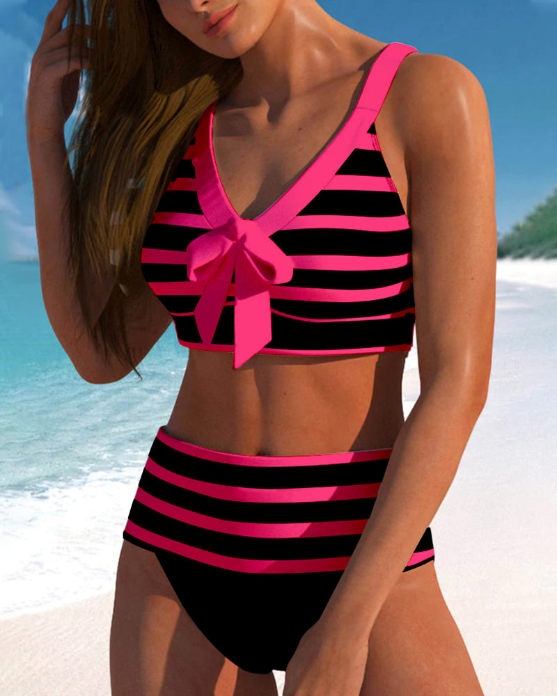 Laluna® | Pruhovaný bikini s vysokým pasem
