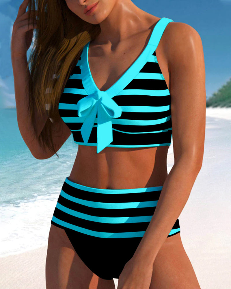 Laluna® | Pruhovaný bikini s vysokým pasem