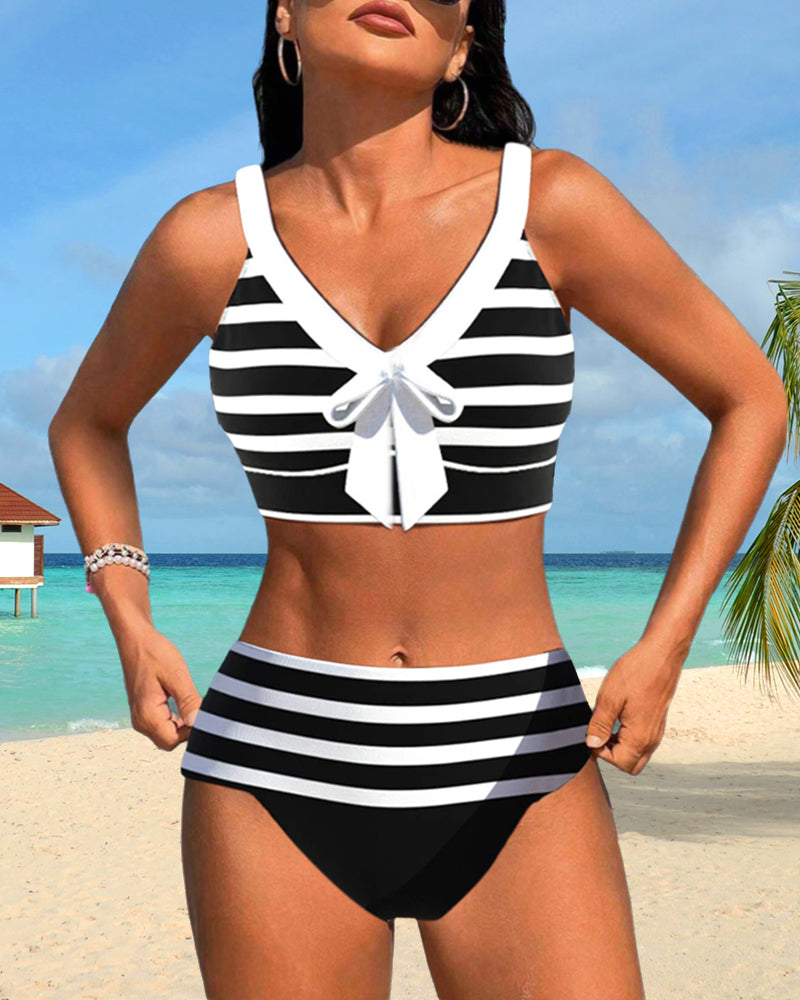 Laluna® | Pruhovaný bikini s vysokým pasem