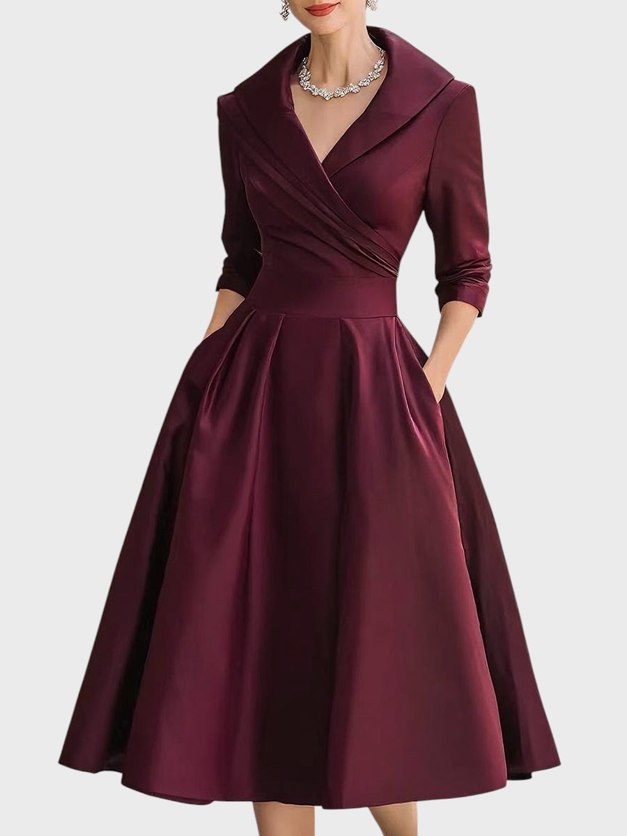 Tereza | Elegantní midi šaty s dlouhým rukávem