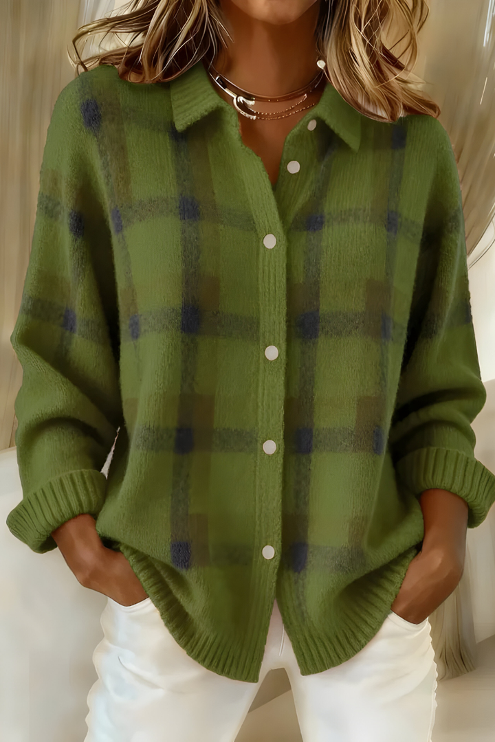 Anna™ | Jemně pletený cardigan s kostkovaným vzorem