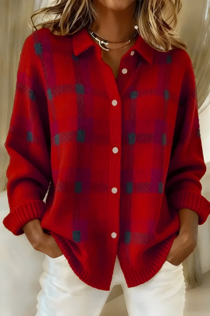 Anna™ | Jemně pletený cardigan s kostkovaným vzorem