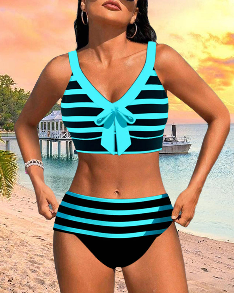 Laluna® | Pruhovaný bikini s vysokým pasem