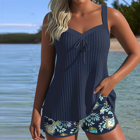Laluna® | Pruhovaný tankini s dvoudílnými plážovými šortkami