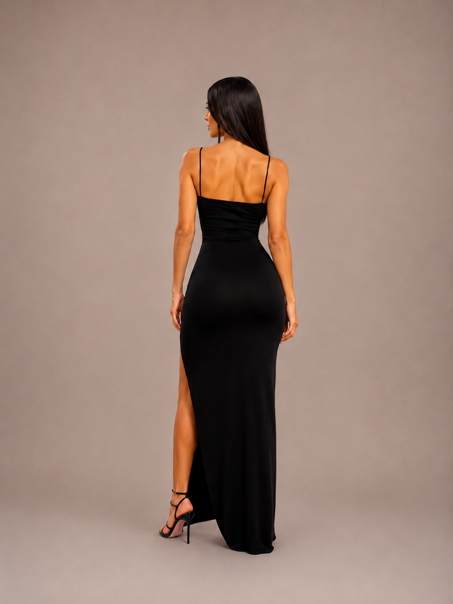 Letné Bodycon Šaty na Ramienka s Rozparkom