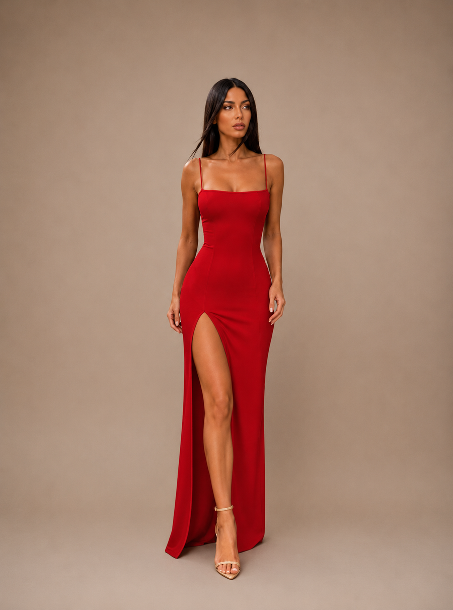 Letné Bodycon Šaty na Ramienka s Rozparkom