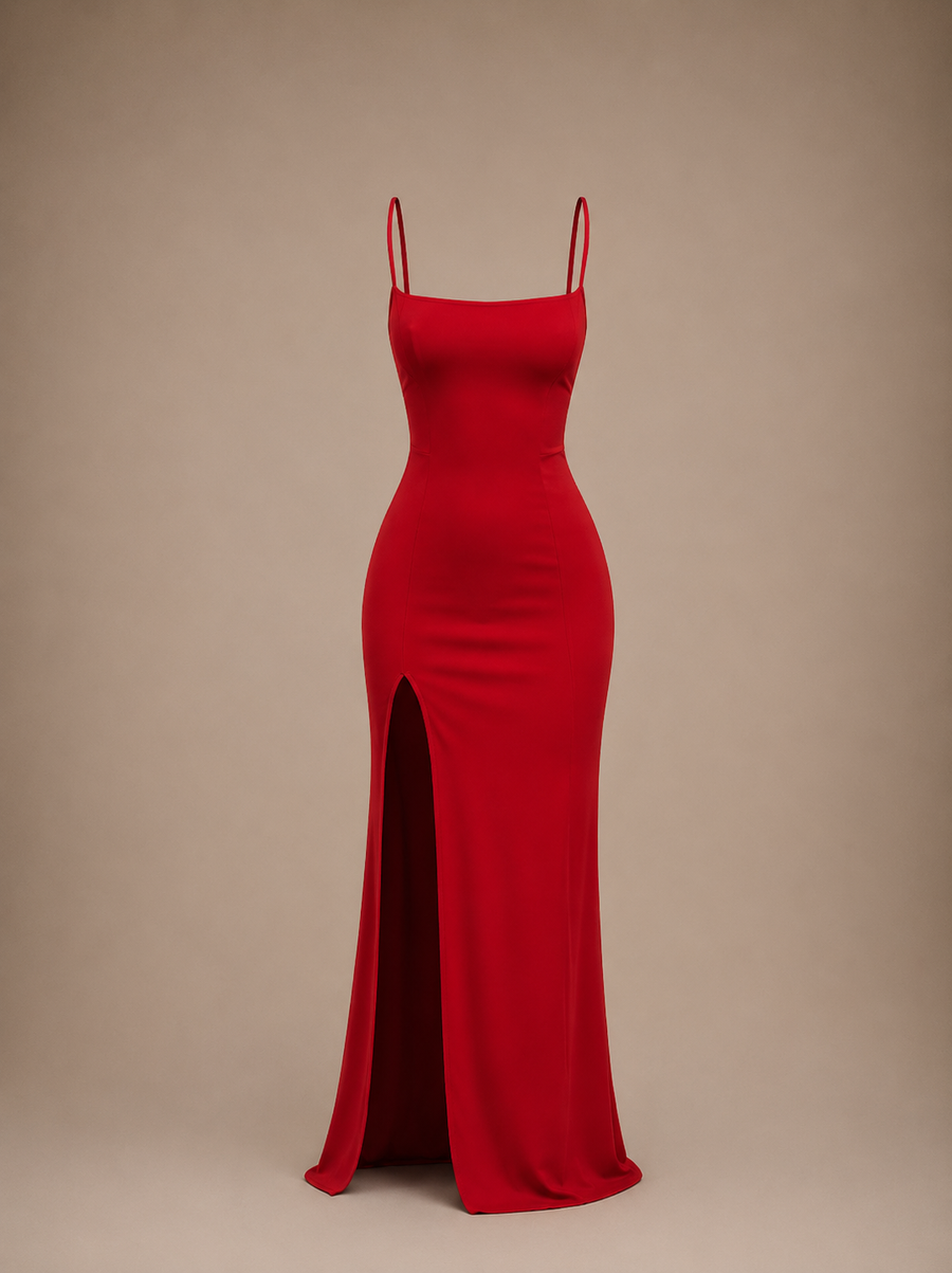 Letné Bodycon Šaty na Ramienka s Rozparkom