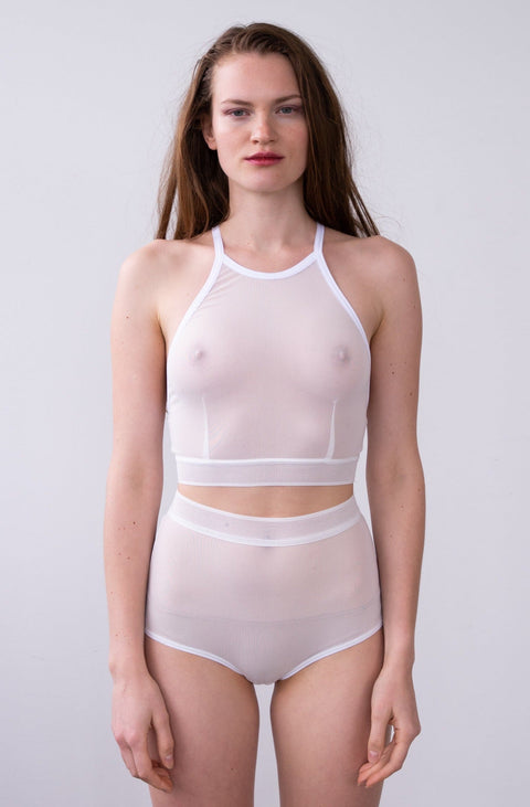 HIGH WAISTED BRIEF IN WHITE MESH
