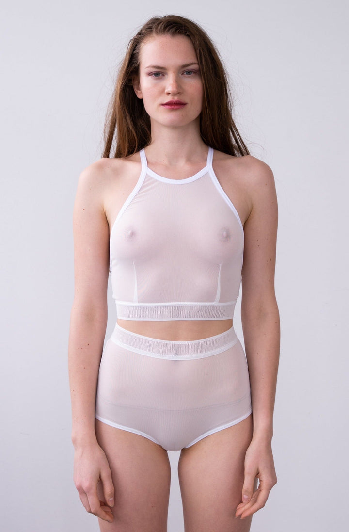 HIGH WAISTED BRIEF IN WHITE MESH