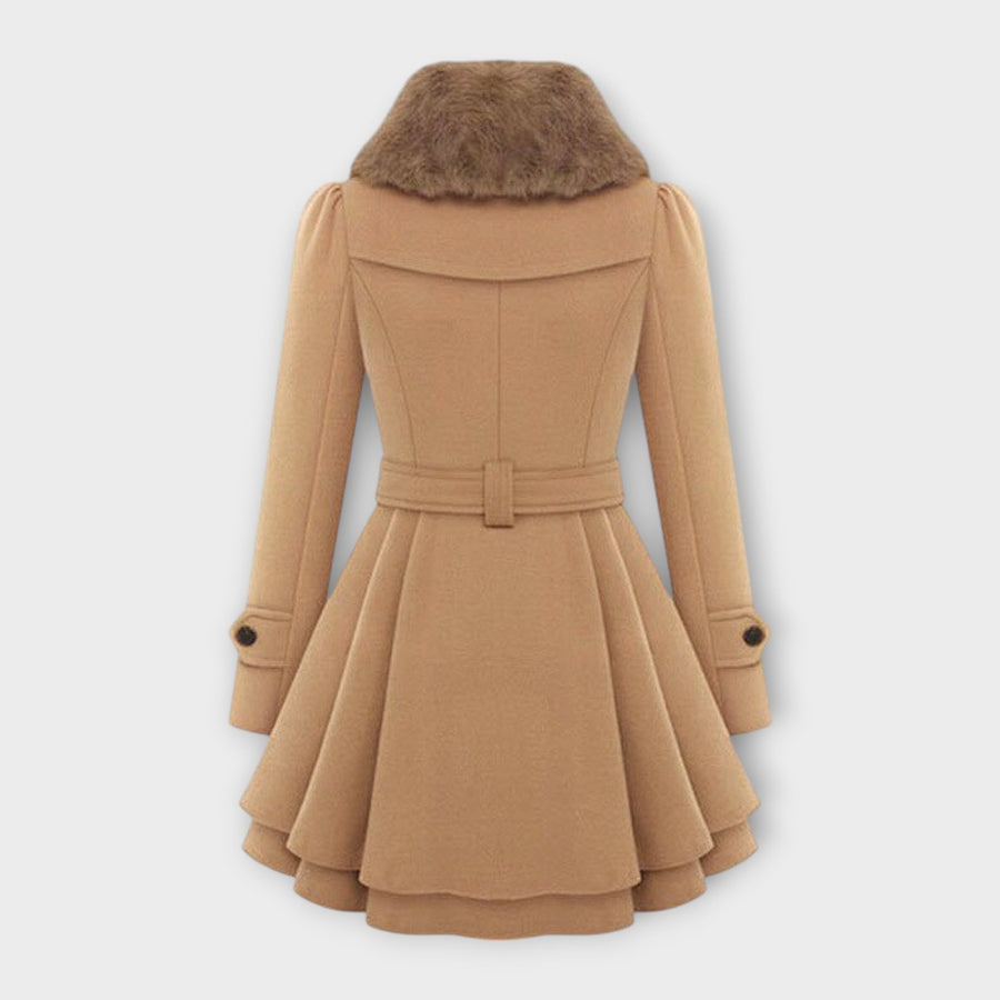 Emma - Elegantní kabát s umělým kožešinovým límcem