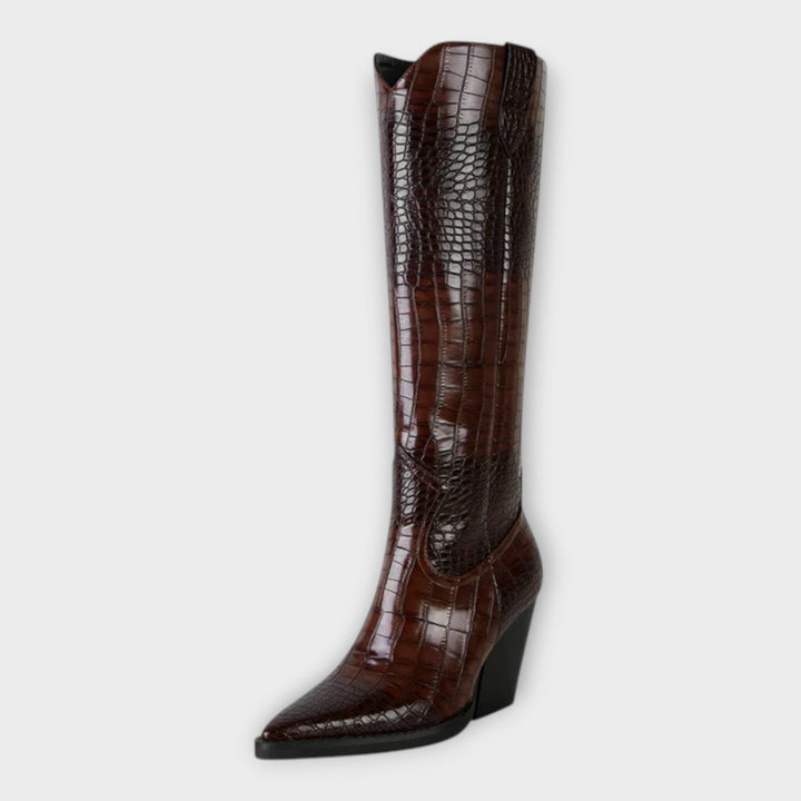 Boty s krokodýlím vzorem a elegantním podpatkem