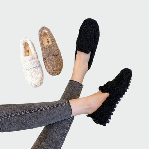 Lucie Elegantní Kožešinové Mocasíny Hřejivým Vložkem