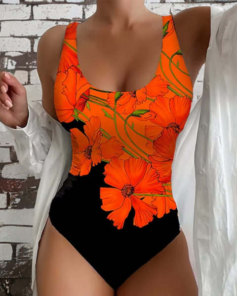 Lucy - Elegantní jednodílný plavky s květinovým vzorem