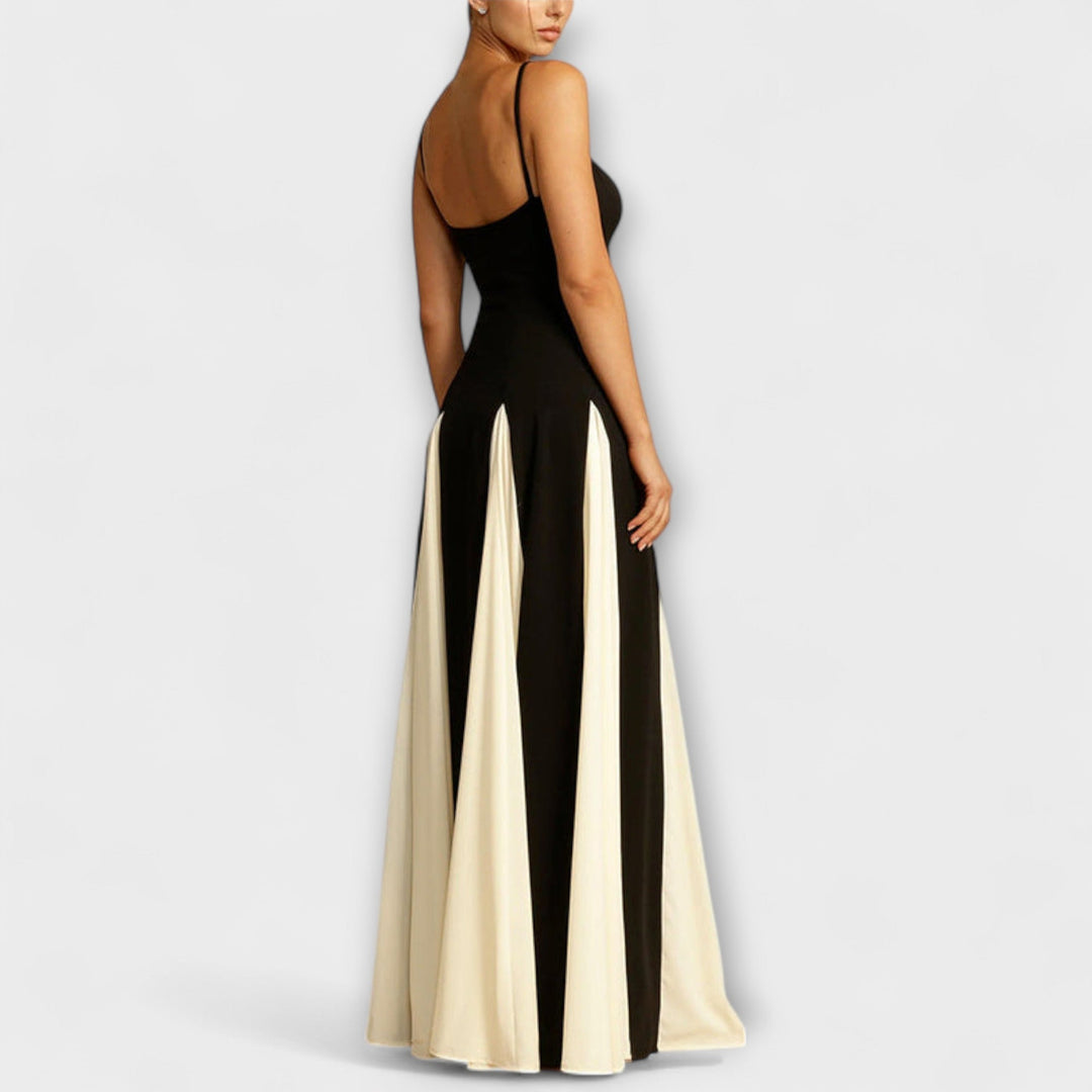 Ember - Klasická elegance A-line maxi šaty s tylovými panely