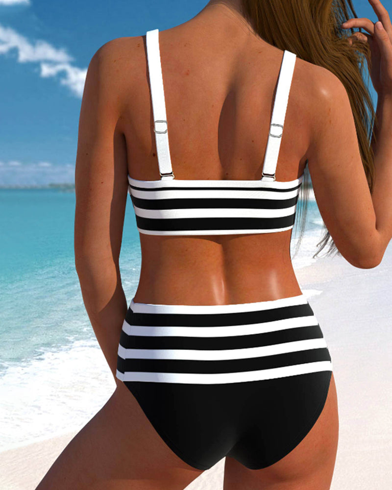 Laluna® | Pruhovaný bikini s vysokým pasem