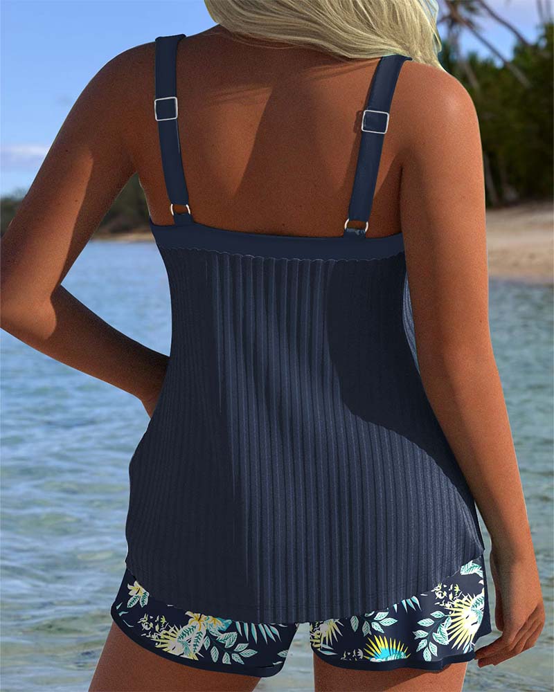 Laluna® | Pruhovaný tankini s dvoudílnými plážovými šortkami