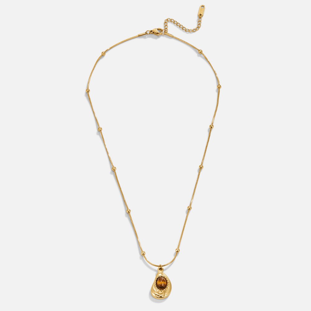 Elegantní Zlatý Náhrdelník s Kamenem Oko Tygra