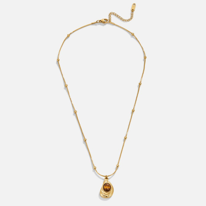 Elegantní Zlatý Náhrdelník s Kamenem Oko Tygra