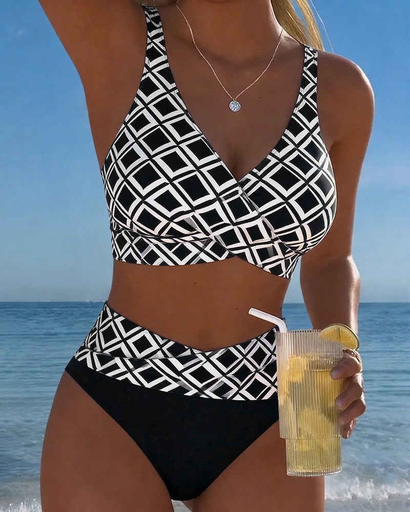 Nina™ — Luxusní bikini s geometrickým potiskem ve více barvách