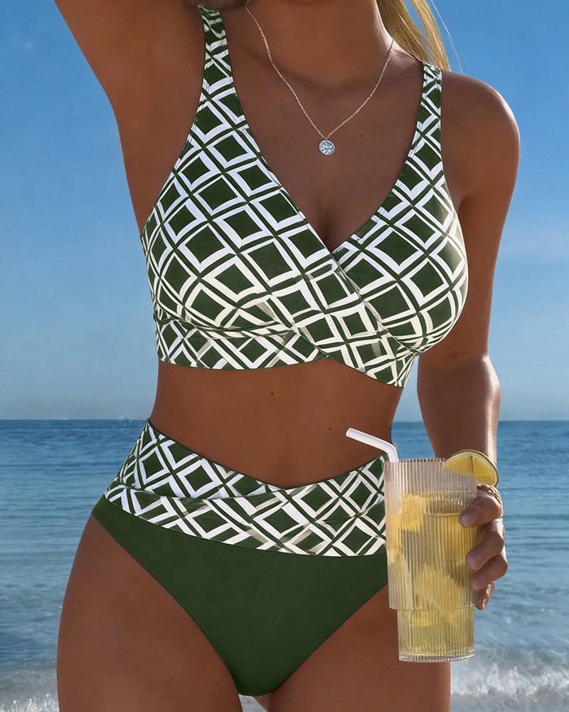 Nina™ — Luxusní bikini s geometrickým potiskem ve více barvách